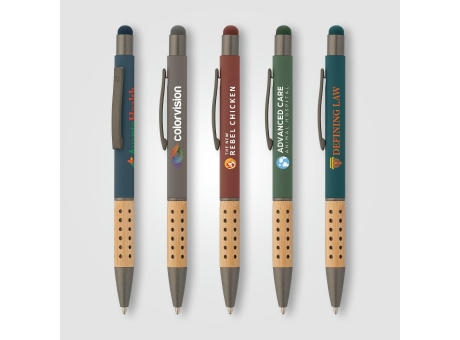 Bowie Bamboo Griff Kugelschreiber - m/Stylus bedrucken