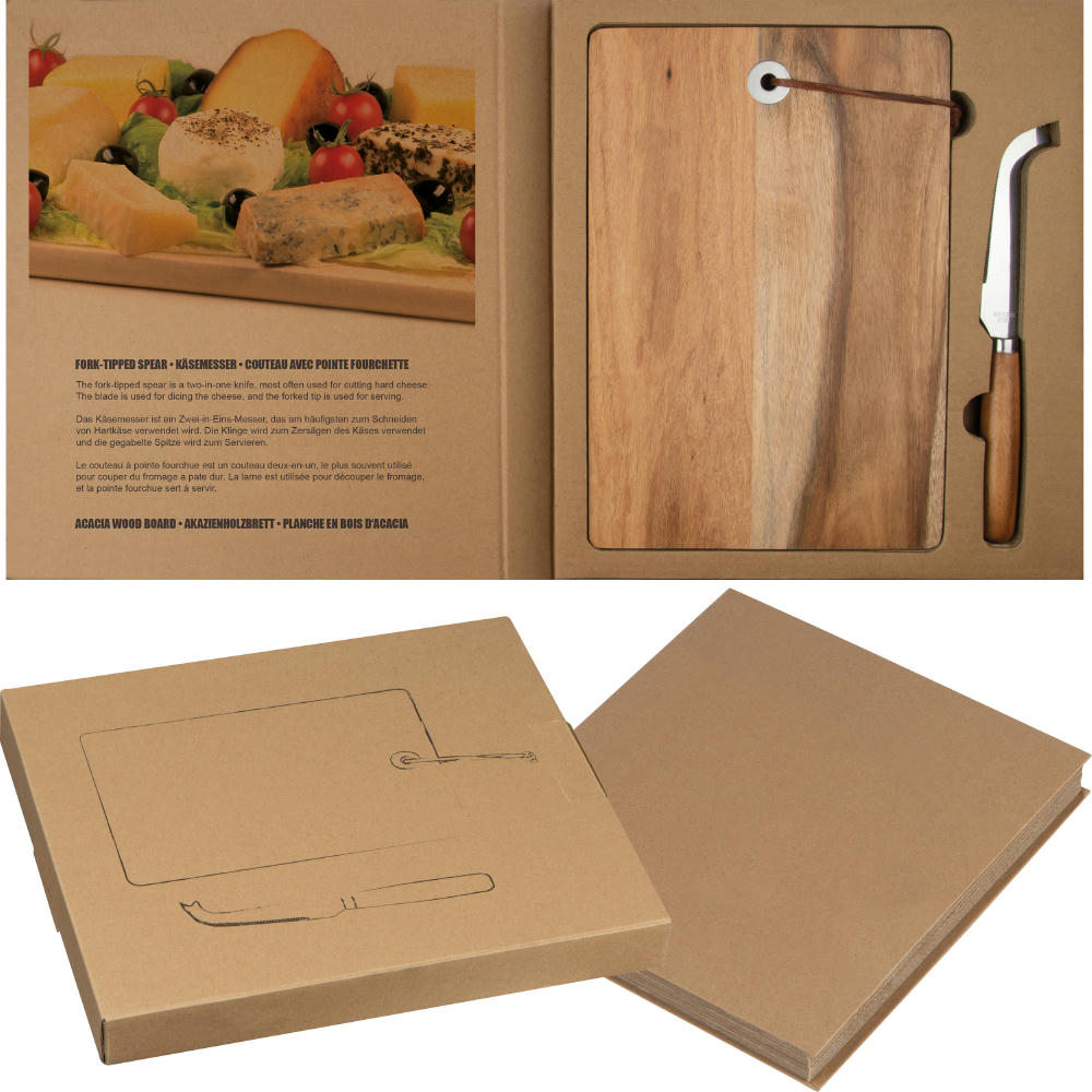 Product image Holzbrett mit Käsemesser Werbeartikel