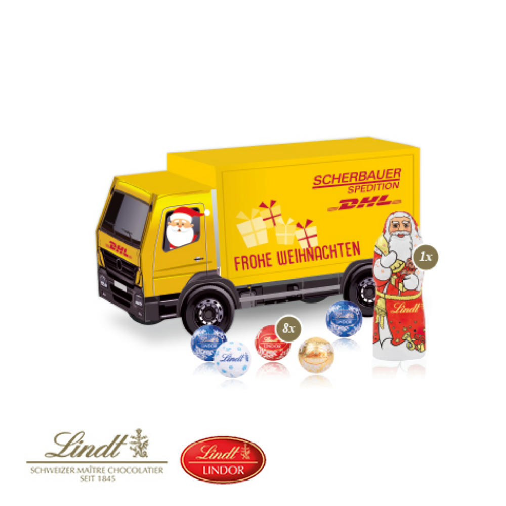 Product image 3D Präsent "LKW" mit Lindt Minis und Nikolaus Werbeartikel