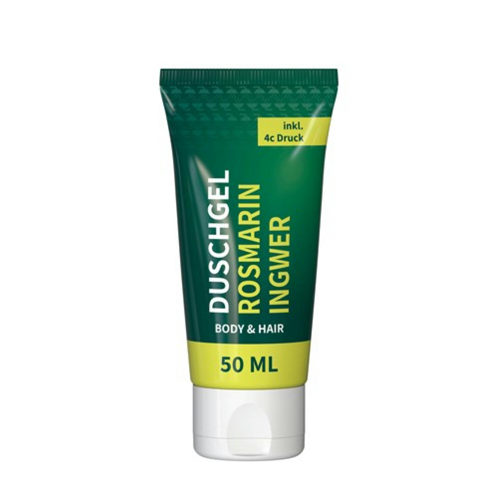50 ml Tube - Duschgel Rosmarin-Ingwer - FullbodyPrint Werbeartikel