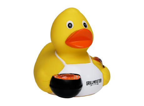 Quietsche-Ente Grillmeister mit Slogan Grillmeister Werbeartikel