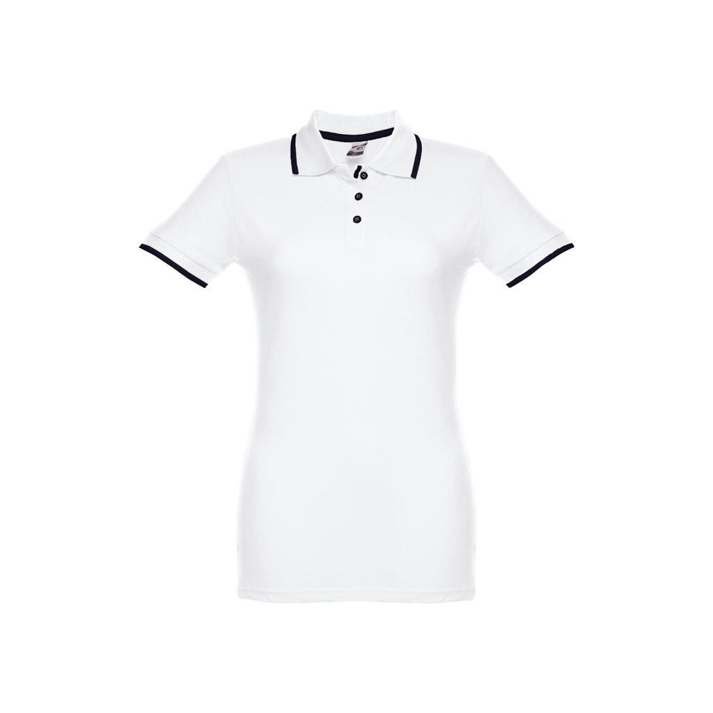 THC ROME WOMEN WH. Zweifarbiges Baumwoll-Poloshirt für Damen Werbeartikel