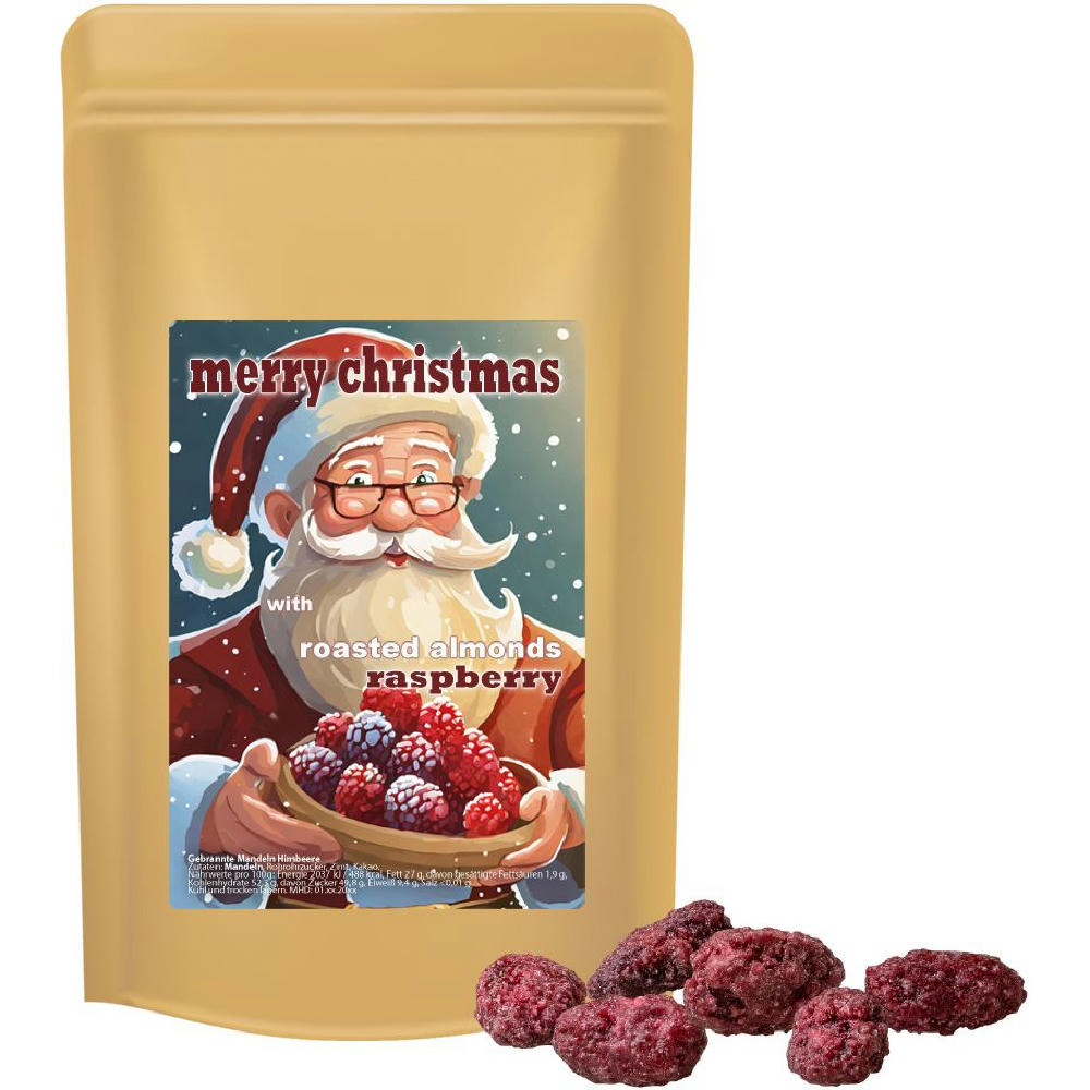Product image Gebrannte Mandeln Himbeere, ca. 80g, Standbeutel Midi Werbeartikel
