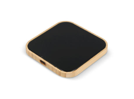 Product image Kabelloses Ladegerät aus Bambus und Glas 10W Werbeartikel