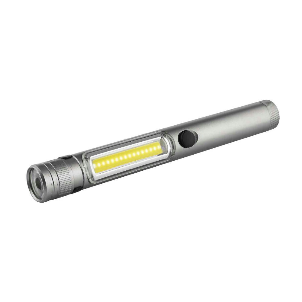 METMAXX WorkLightReChargeMaxiCOB in Grau mit COB-Leuchte und Frontlicht – Arbeitsleuchte zum Bedrucken