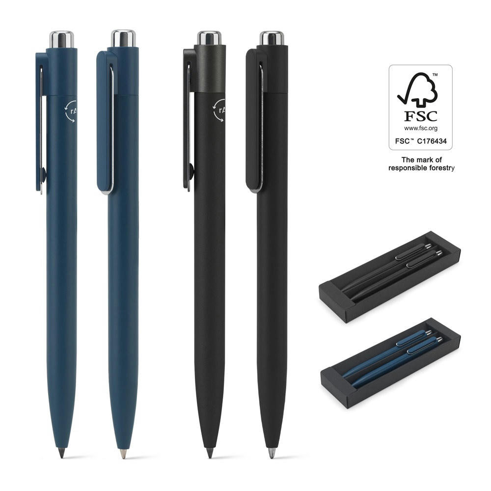 KYLIE SET. Set bestehend aus einem Kugelschreiber und einem Stift ohne Tinte, beide aus Aluminium (94% recycelt) Werbeartikel