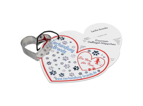 Backförmchen mit Leckerli-Rezeptblock Herz Werbeartikel