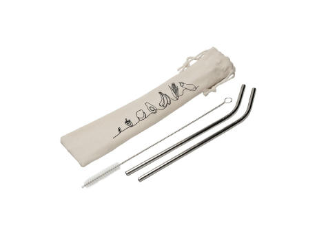 Strohhalm-Set "Steel" Werbeartikel