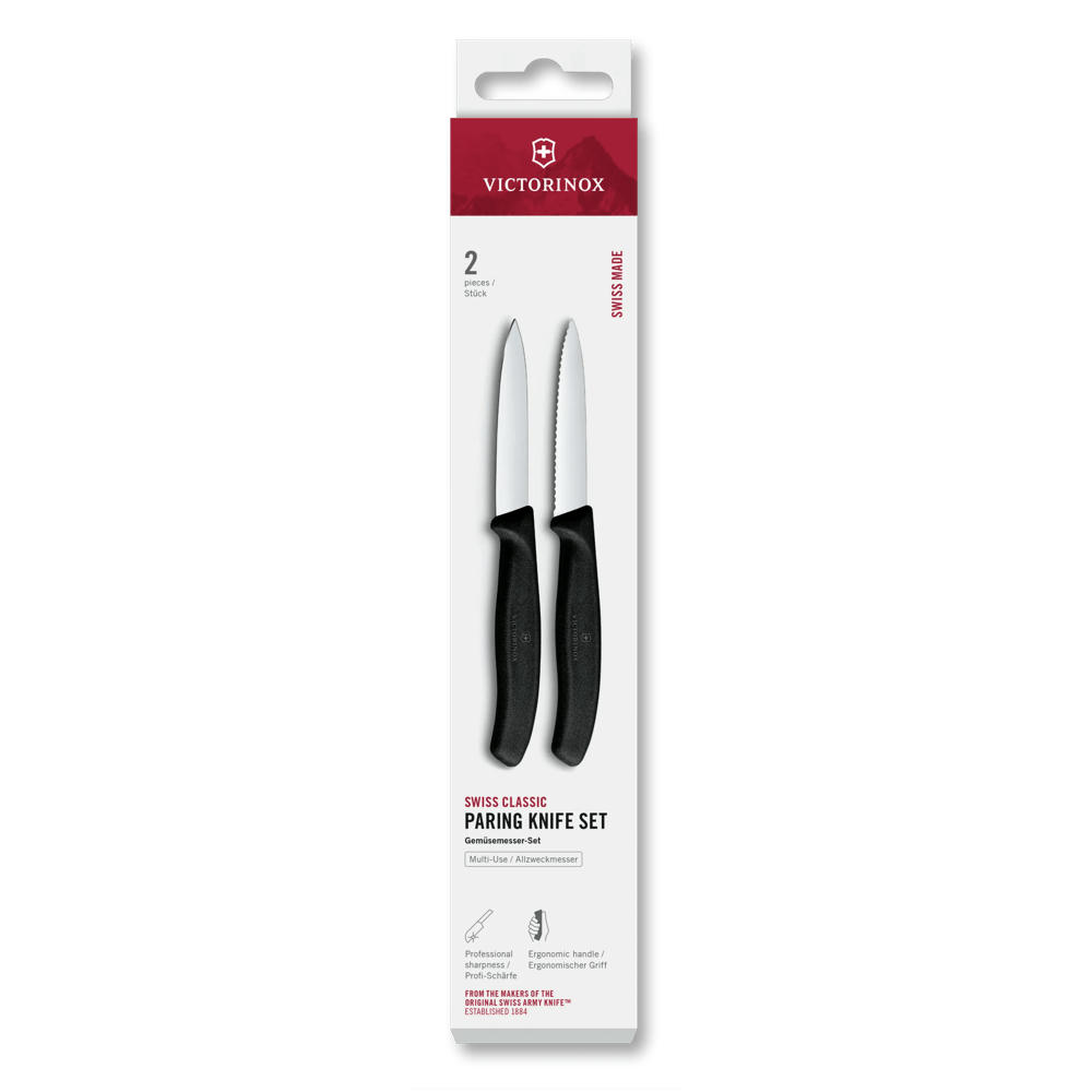 Product image Swiss Classic, Gemüsemesser Set, 2tlg, 8cm, gerade/Wellen,schwarz Werbeartikel