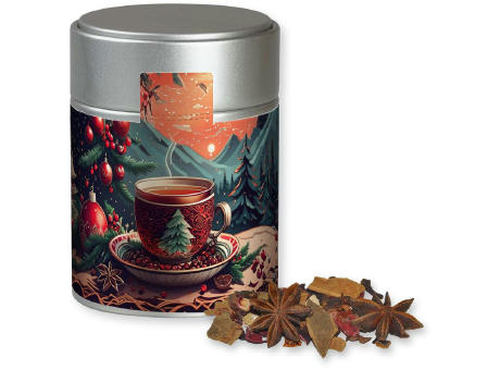 Product image Glühweingewürz grob, ca. 60g, Metalldose Midi silber Werbeartikel