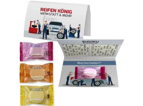 Product image Traubenzucker mit Vitamin C, ca. 2,6g, Werbekarte A6 gefaltet Werbeartikel