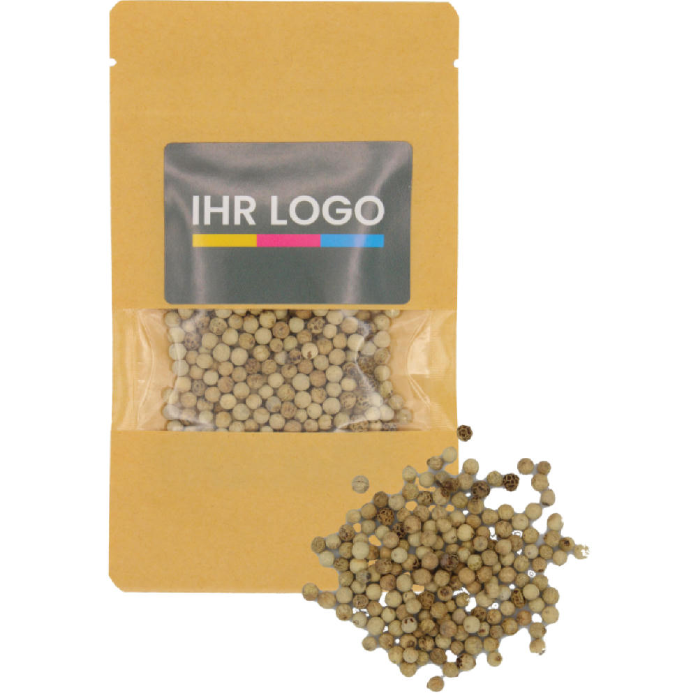 Product image Pfeffer weiß im Doypack klein Natur Werbeartikel