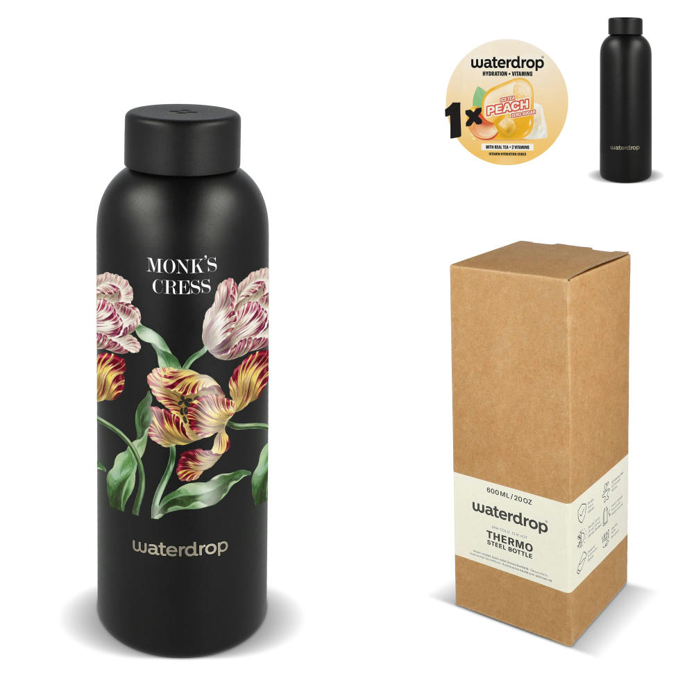 Waterdrop Edelstahlflasche mit Stahldeckel 600 ml Werbeartikel