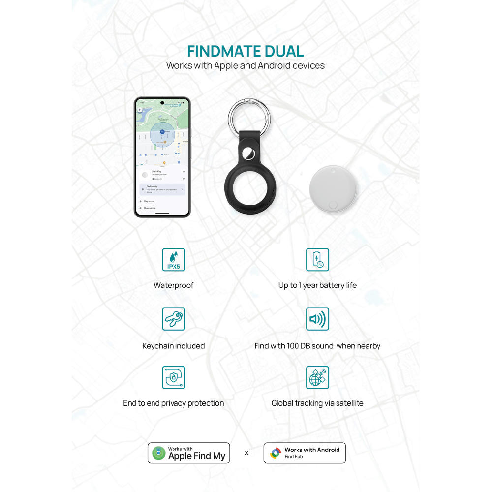Findmate Dual IPX5 Artikel-Finder aus RCS recyceltem ABS Werbeartikel