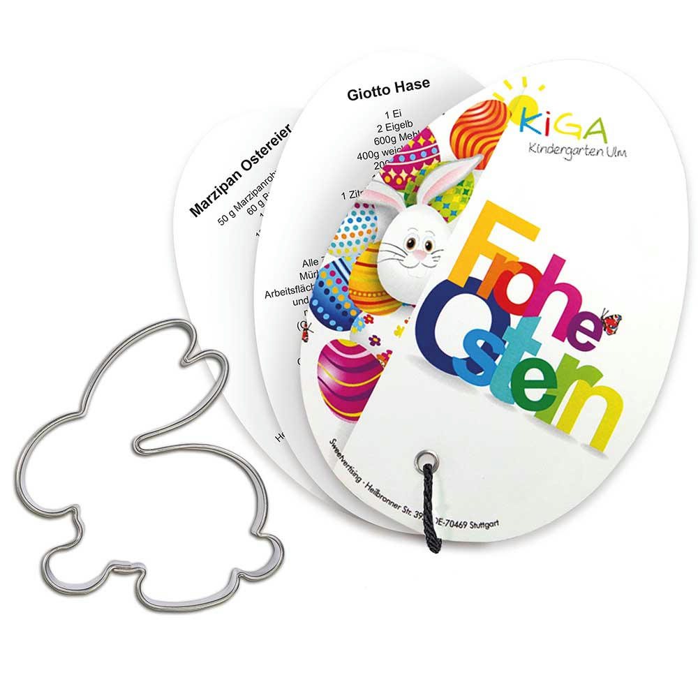 Product image Backförmchen mit Rezeptblock Osterei - Hase 1 Werbeartikel