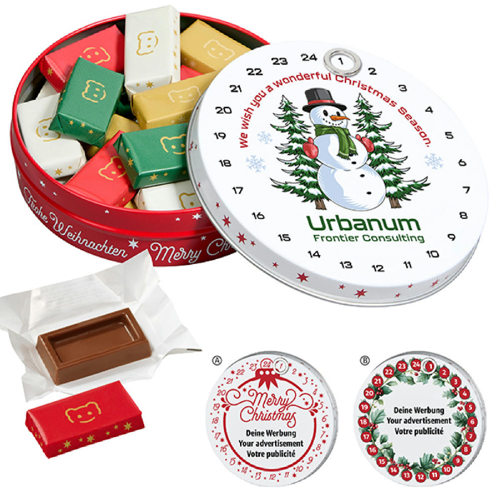 Product image Magnetdosen-Adventskalender mit Choco Company Naps Werbeartikel