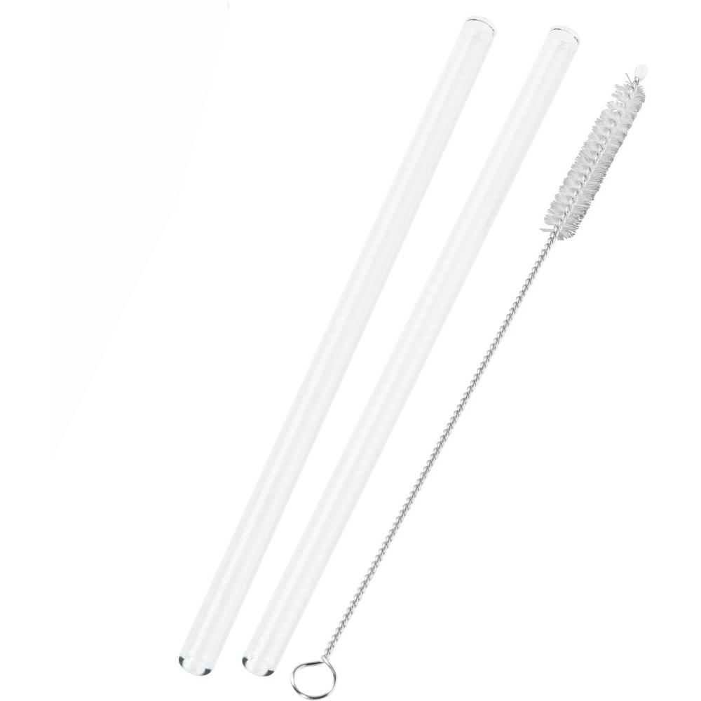 Product image Strohhalm-Set aus 2 Glas-Trinkhalmen mit Reinigungsbürste Werbeartikel