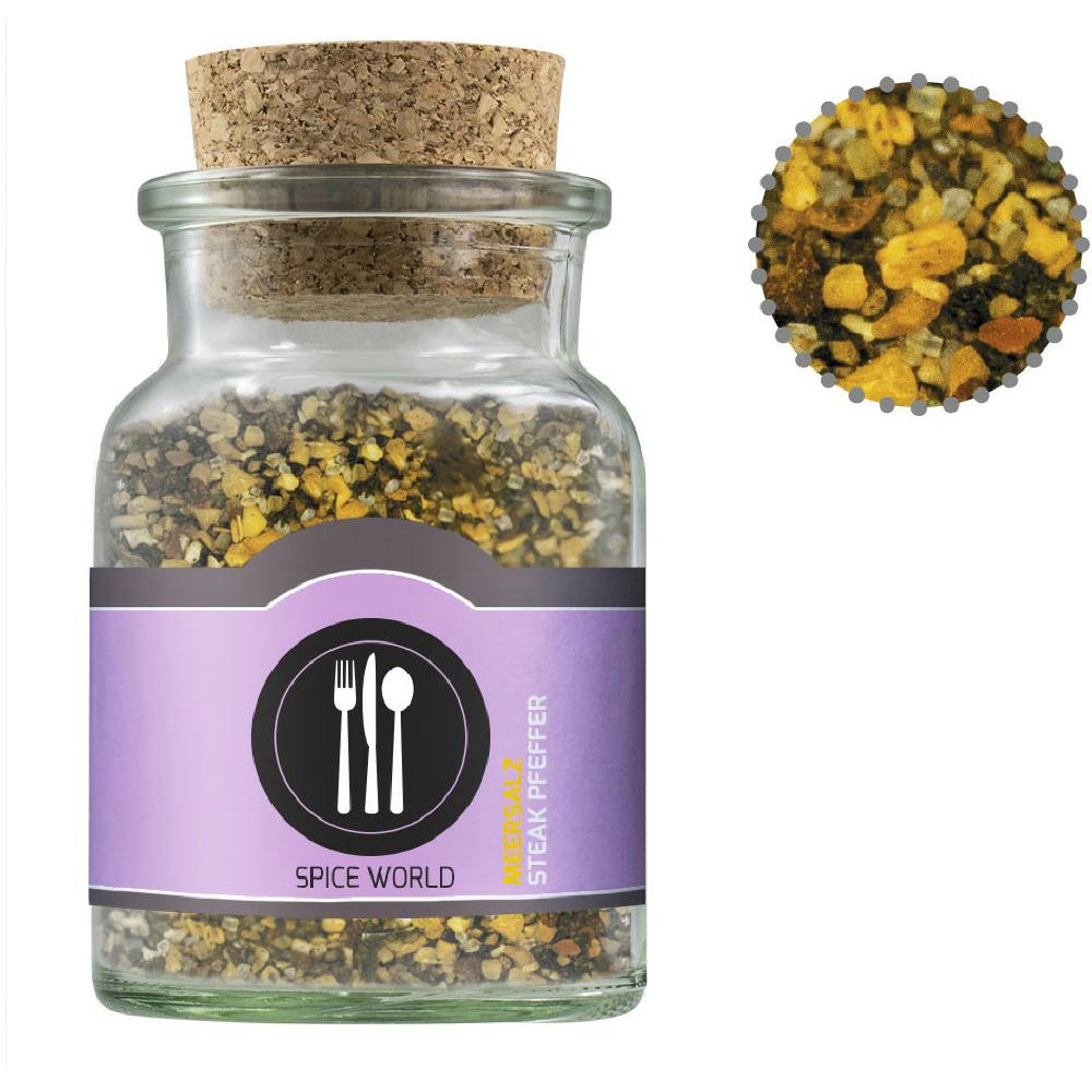 Product image Gewürzmischung Steak Pfeffer, ca. 75g, Korkenglas Werbeartikel