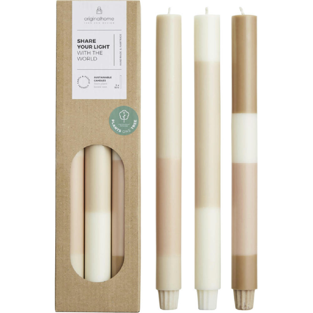 Product image Originalhome Kerzen im Streifendesign – 3er-Set Werbeartikel