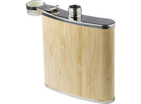 Flachmann aus Edelstahl und Bambus Hayden Werbeartikel