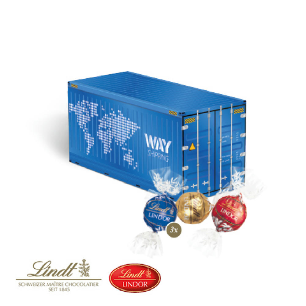 3D Präsent "Container" mit Lindor Pralinés Werbeartikel