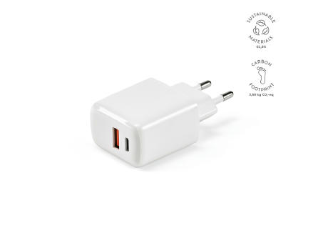 Franklin Wandladegerät rABS, 20W. Schnellladung über USB-C und USB-A bedrucken