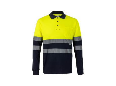 VL PLUTO LARGE. Zweifarbiges Piqué-Poloshirt (150g/m²) mit langen Ärmeln, aus Baumwolle (55%) und Polyester (45%) bedrucken