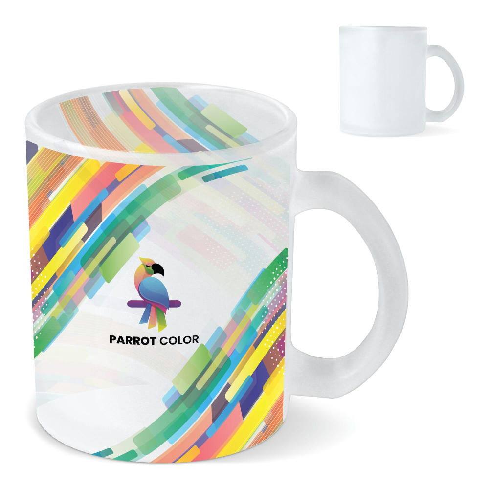 Product image Mallorca Sublimations Becher aus gefrostetem Glas 335ml Werbeartikel