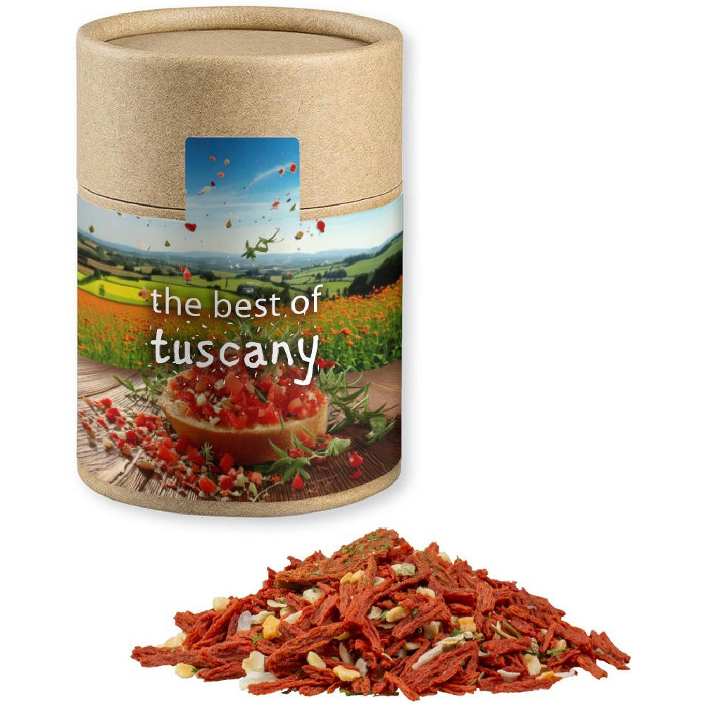 Product image Gewürzmischung Toskanische Bruchetta, ca. 50g, Kraftpapierdose Midi Werbeartikel
