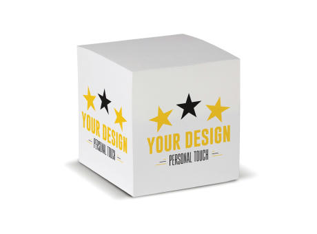 Quadratischer Zettelblock weiß 9x9x9cm Werbeartikel