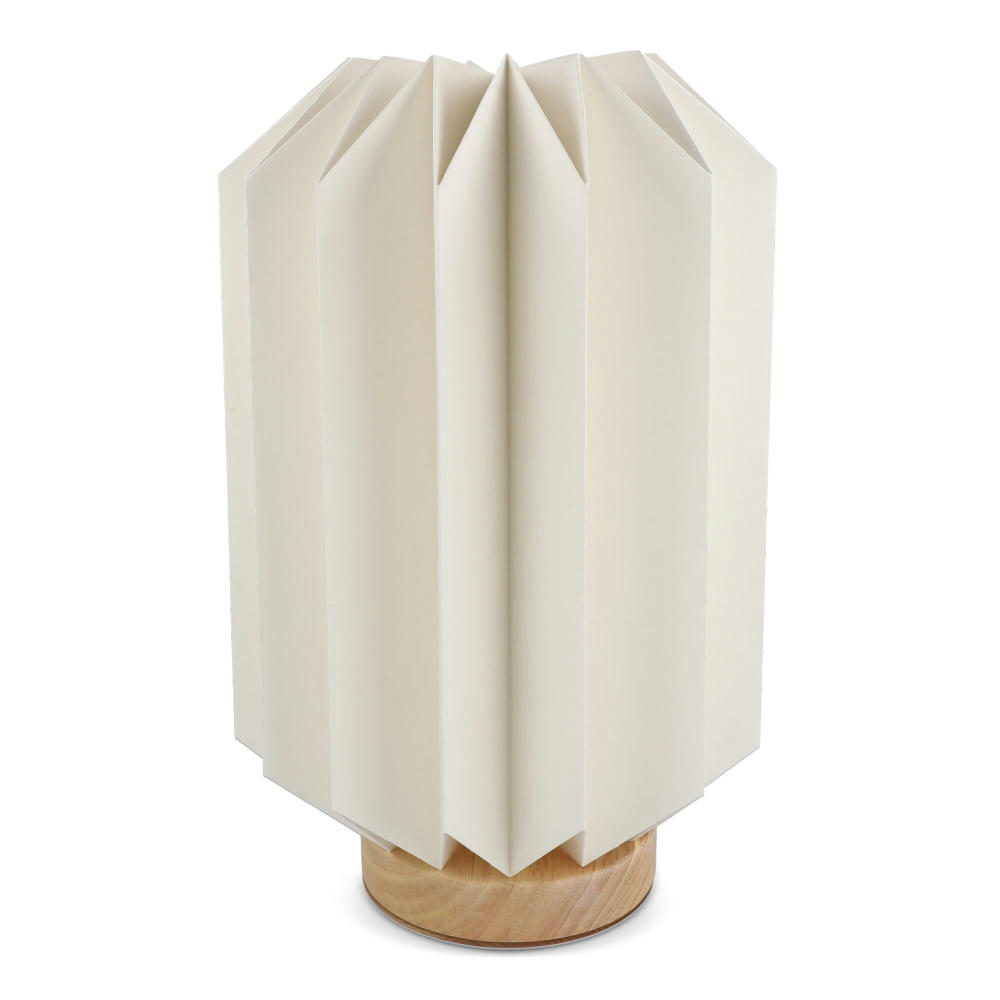 Coollux faltbare Papier-LED-Lampe Eos auf Holzsockel, 25 cm (Briefkastengröße) Werbeartikel