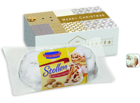 Christstollen Präsentbox,   1 Stück, Inhalt: Christstollen bedrucken