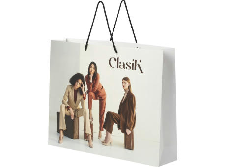 Product image Handgefertigte 170 g/m² Integra-Papiertüte mit Kunststoff Kordelgriffen – 45 × 10 × 35 cm Werbeartikel