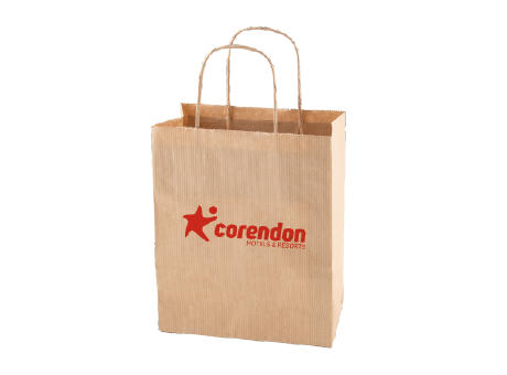 Papiertasche weiß und braun 180x70x220 mm Werbeartikel