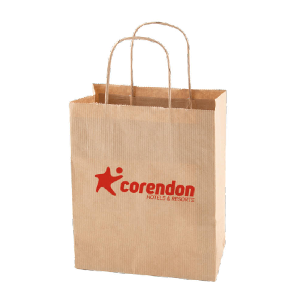 Product image Papiertasche weiß und braun 180x70x220 mm Werbeartikel