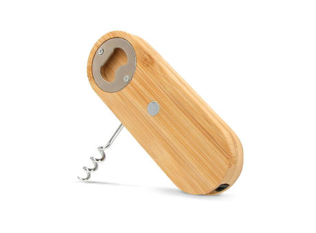 Multifunktionaler Flaschenöffner aus Bambus bedrucken