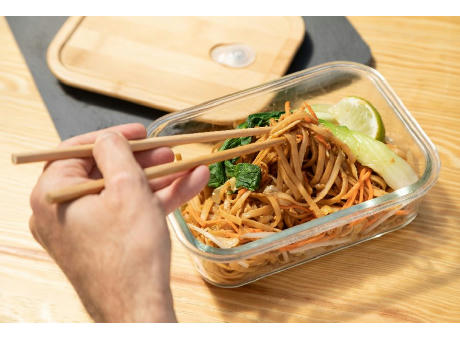 Glasbento 'Iwaki', mit Bambusdeckel Werbeartikel