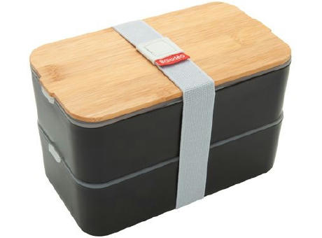 Bento 'Mihara', schwarz, mit Bambusdeckel Werbeartikel