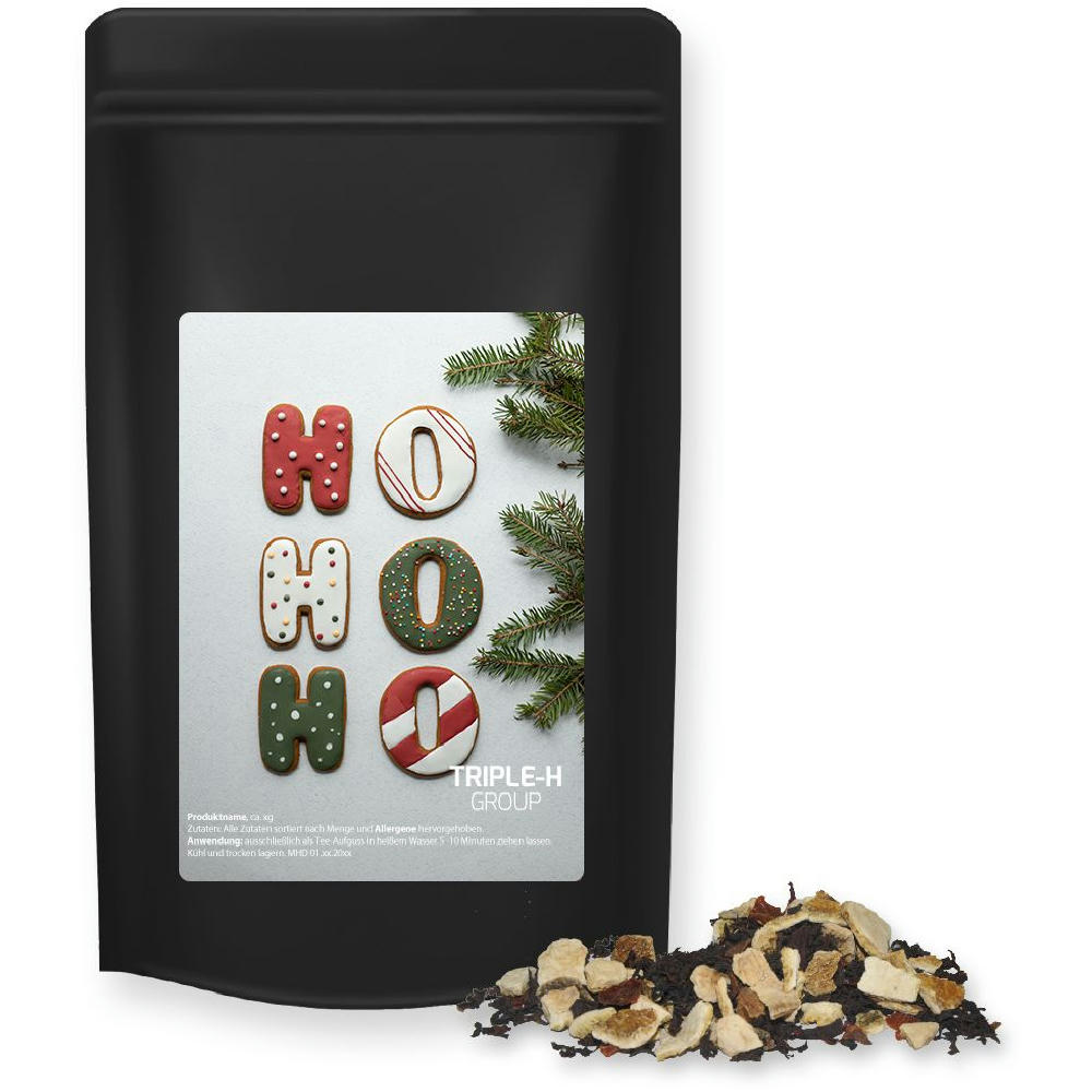 Product image Wintertage Tee, ca. 55g, Standbeutel Midi schwarz Werbeartikel