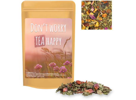 Product image Kräutertee Glücksgefühle, ca. 15g, Standbeutel Mini Werbeartikel