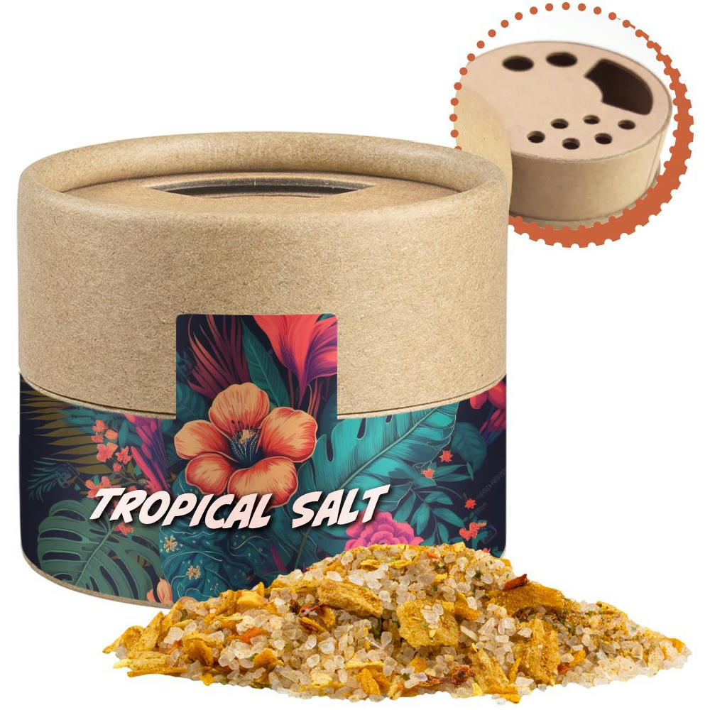 Product image Tropiksalz, ca. 50g, Kraftpapierstreuer Mini Werbeartikel
