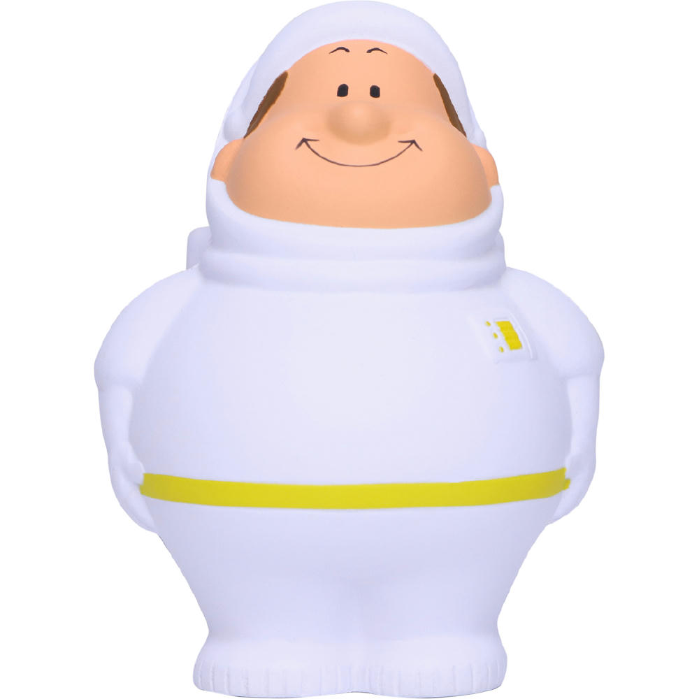 Product image Weltraum Bert im weißen Raumanzug mit gelbem Gürtel – Anti-Stress-Figur als Werbeartikel für Technik und Innovation