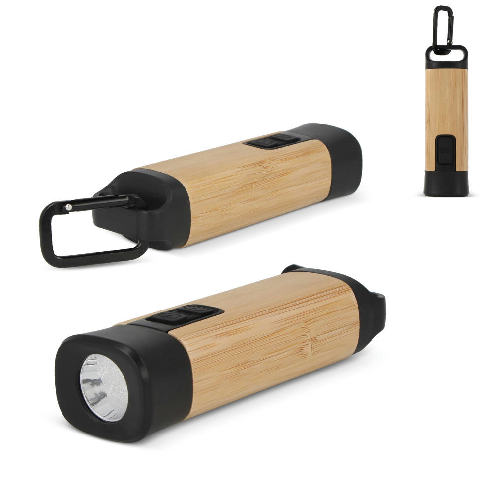 Product image Wiederaufladbare R-ABS & Bamboo Taschenlampe Werbeartikel