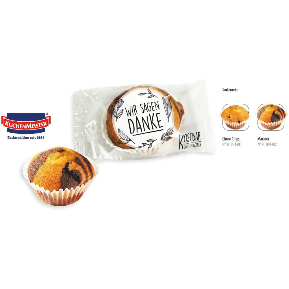 Product image Mini Muffin im Flowpack, 1 Stück, Inhalt: Mini Muffin Choco Chips Werbeartikel