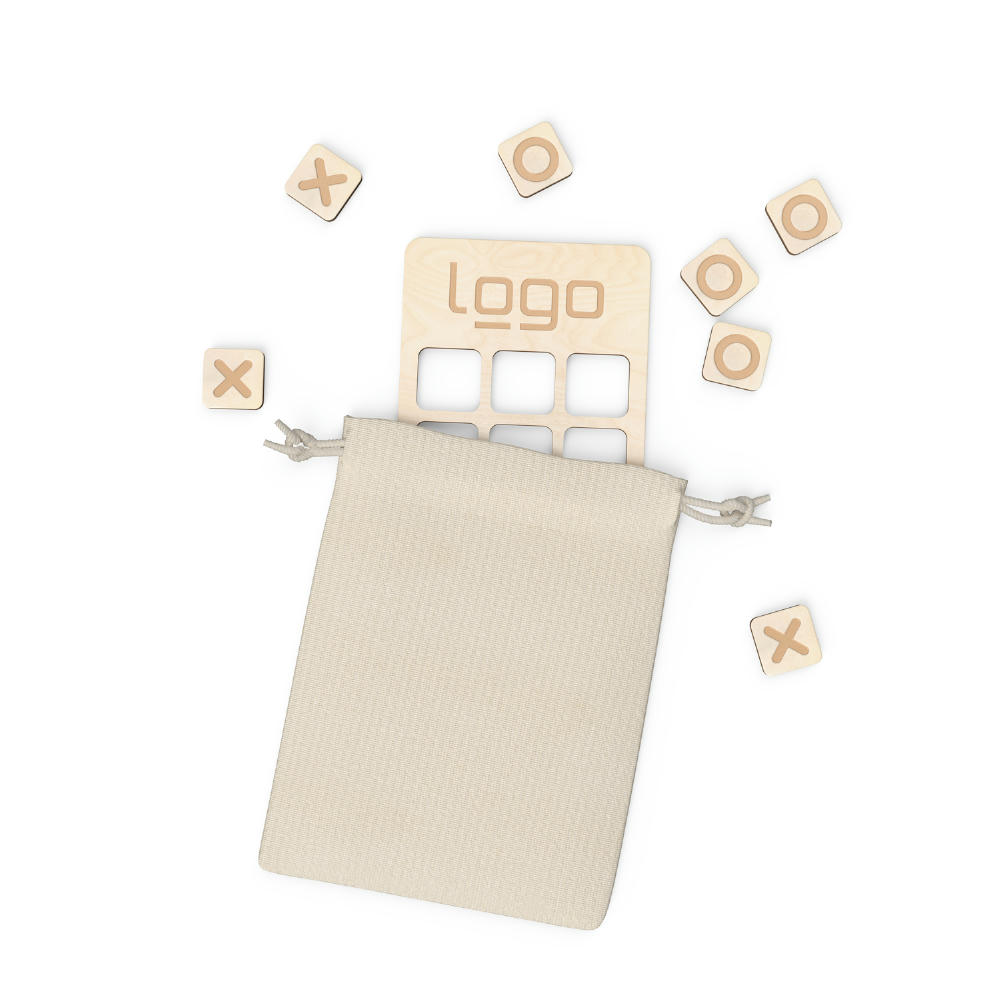 Tic-Tac-Toe – "Drei Gewinnt" (FSC® zertifiziert) inkl. Baumwollsäckchen Werbeartikel