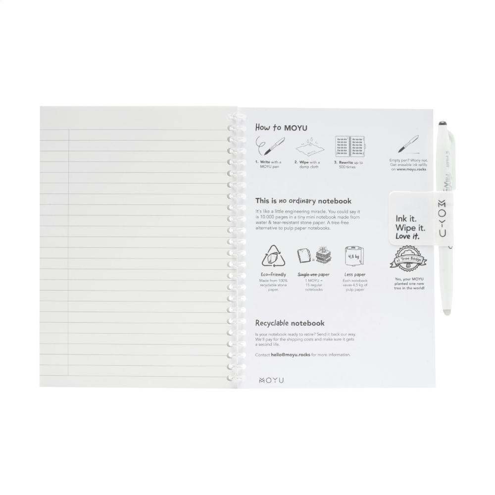 MOYU Erasable Stone Paper Notebook SoftCover 18 Seiten Werbeartikel
