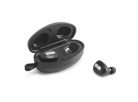 DESCRY. kabellose In-Ear Kopfhörer aus Metall und ABS inkl. Ladegerät Werbeartikel