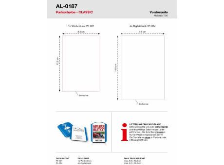 Parkscheibe CLASSIC inkl. 4c Digitaldruck Werbeartikel