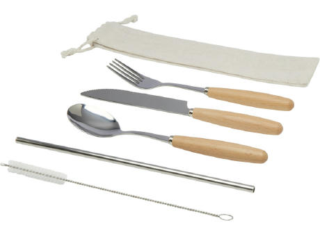 Product image Root 5-teiliges Besteckset aus Edelstahl und Buchenholz Werbeartikel