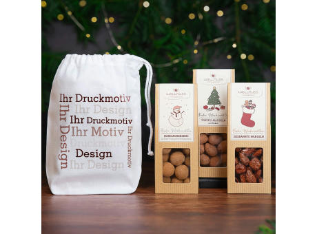 3 Weihnachts-Snacks im Baumwollsäckchen bedrucken
